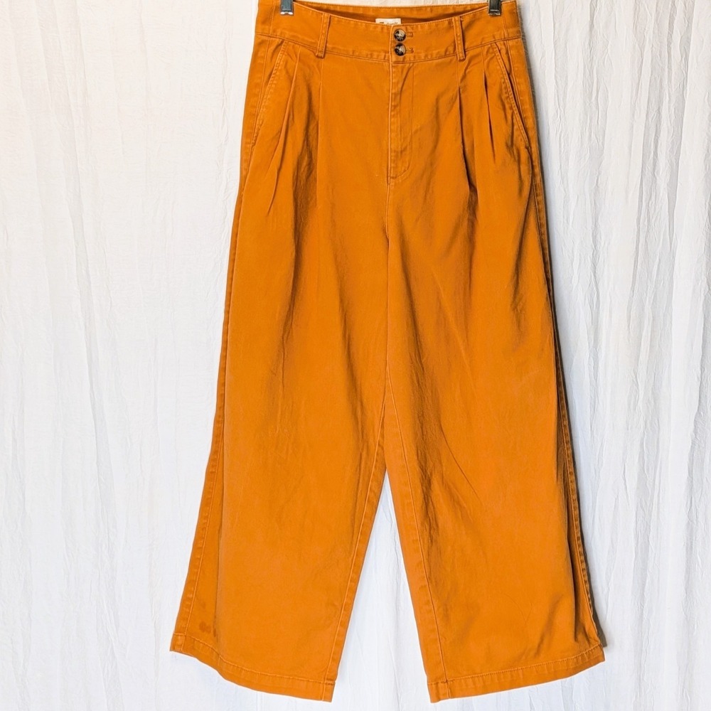 Madewell Women's Size 2 Pleated Wide-Leg Pants Cropped Burnt Sienna